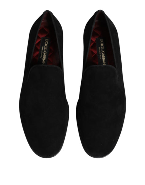Dolce & Gabbana Black Suede Slip On Loafers Formal Shoes Dolce & Gabbana