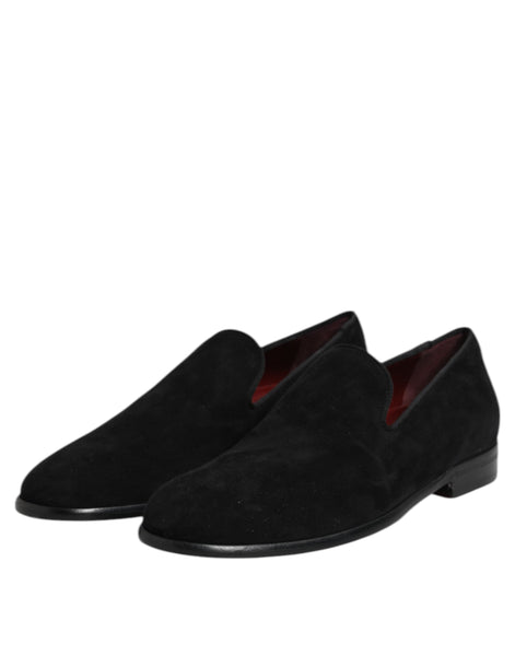 Dolce & Gabbana Black Suede Slip On Loafers Formal Shoes Dolce & Gabbana