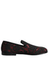 Dolce & Gabbana Red Black Jacquard Slip On Loafers Shoes Dolce & Gabbana