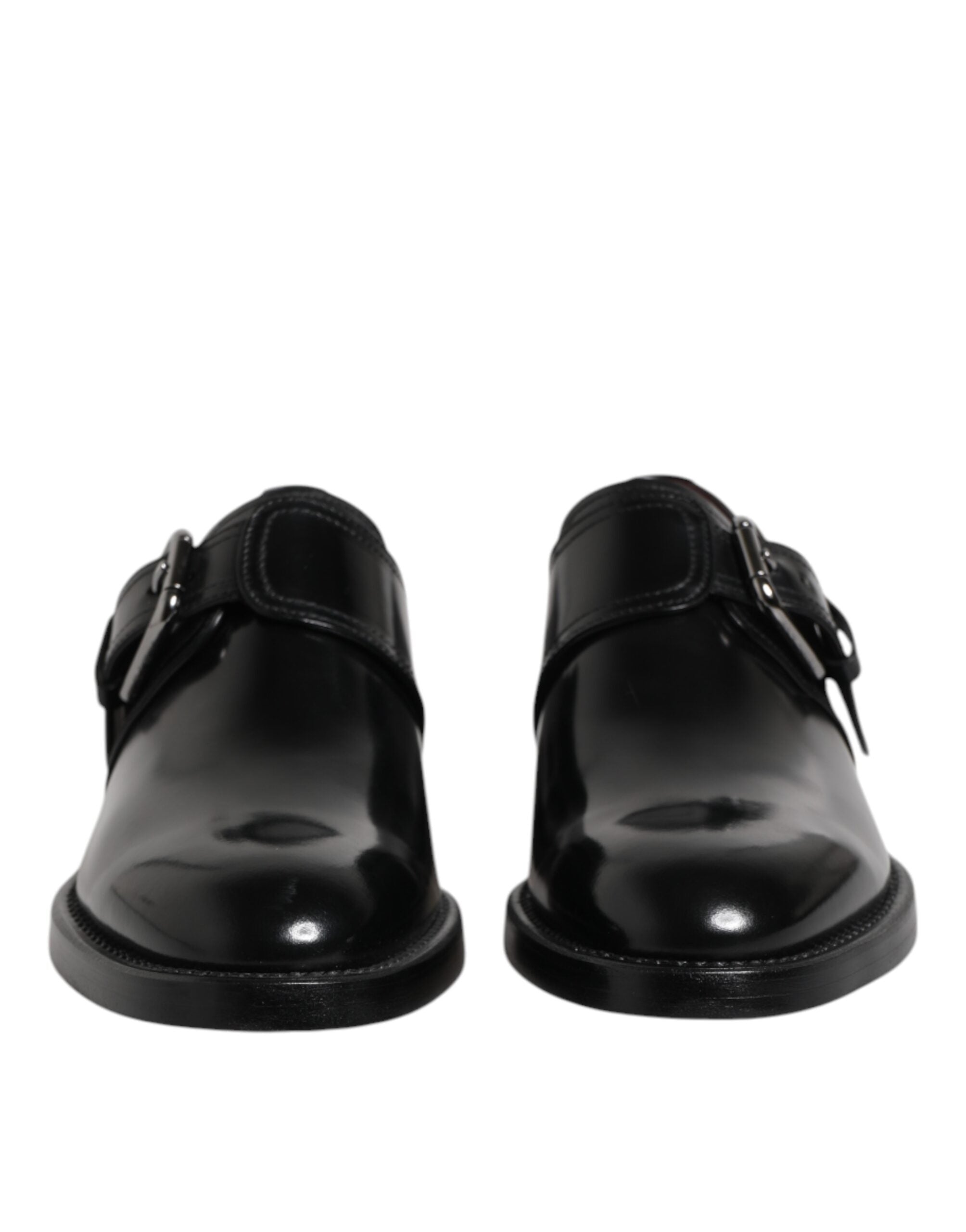 Dolce & Gabbana Black Leather Monk Strap Derby Formal Shoes Dolce & Gabbana