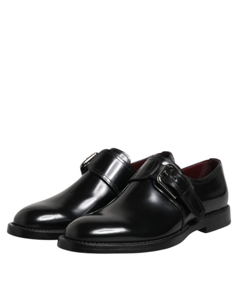 Dolce & Gabbana Black Leather Monk Strap Derby Formal Shoes Dolce & Gabbana