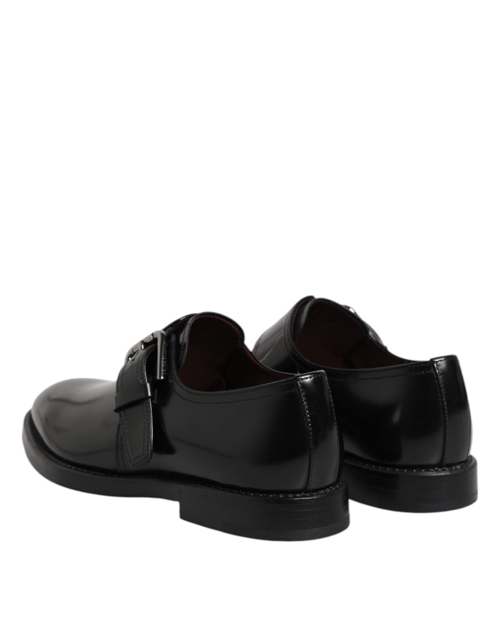 Dolce & Gabbana Black Leather Monk Strap Derby Formal Shoes Dolce & Gabbana