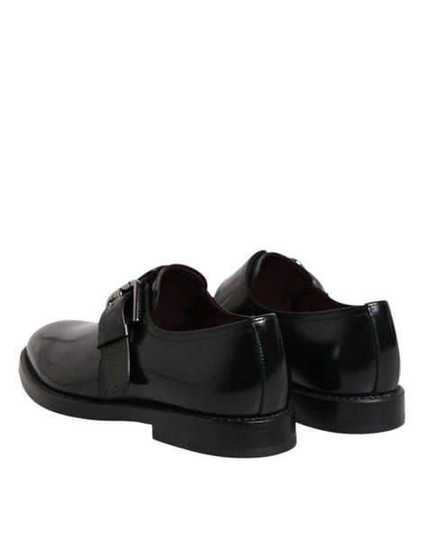 Dolce & Gabbana Black Leather Monk Strap Derby Formal Shoes Dolce & Gabbana
