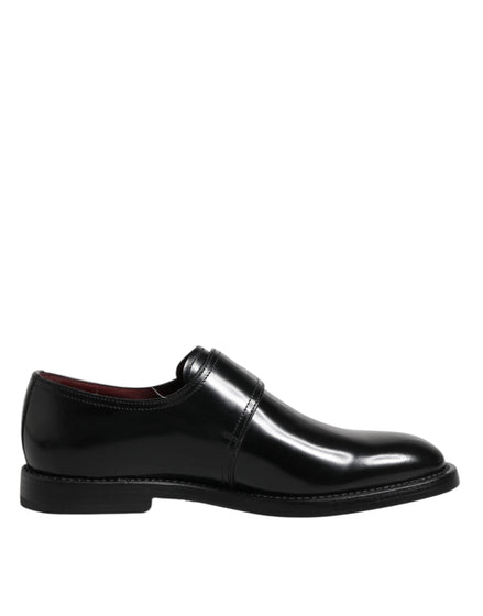 Dolce & Gabbana Black Leather Monk Strap Derby Formal Shoes Dolce & Gabbana