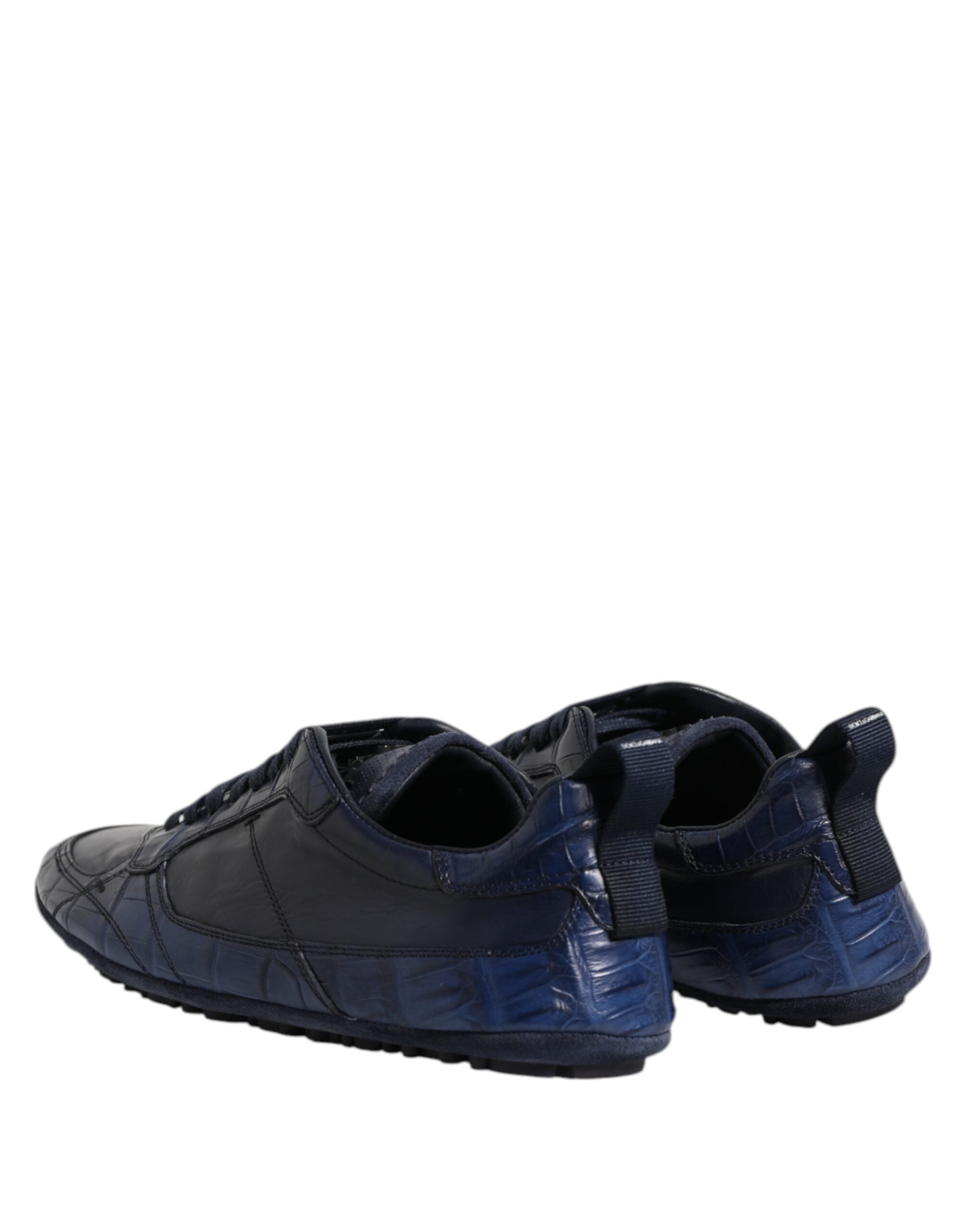 Dolce & Gabbana Dark Blue Leather Low Top Men Sneakers Shoes Dolce & Gabbana