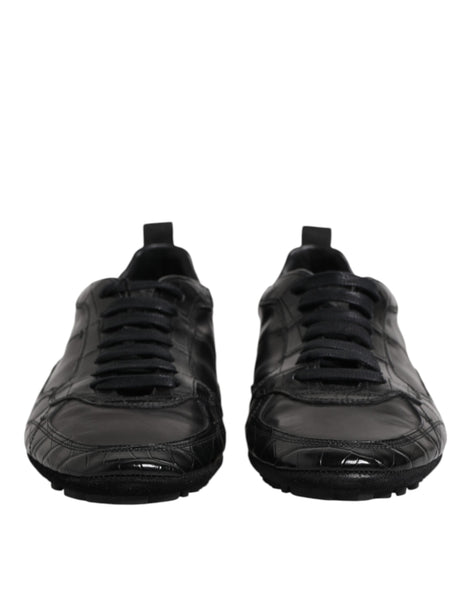 Dolce & Gabbana Black Exotic Leather Low Top Sneakers Shoes Dolce & Gabbana