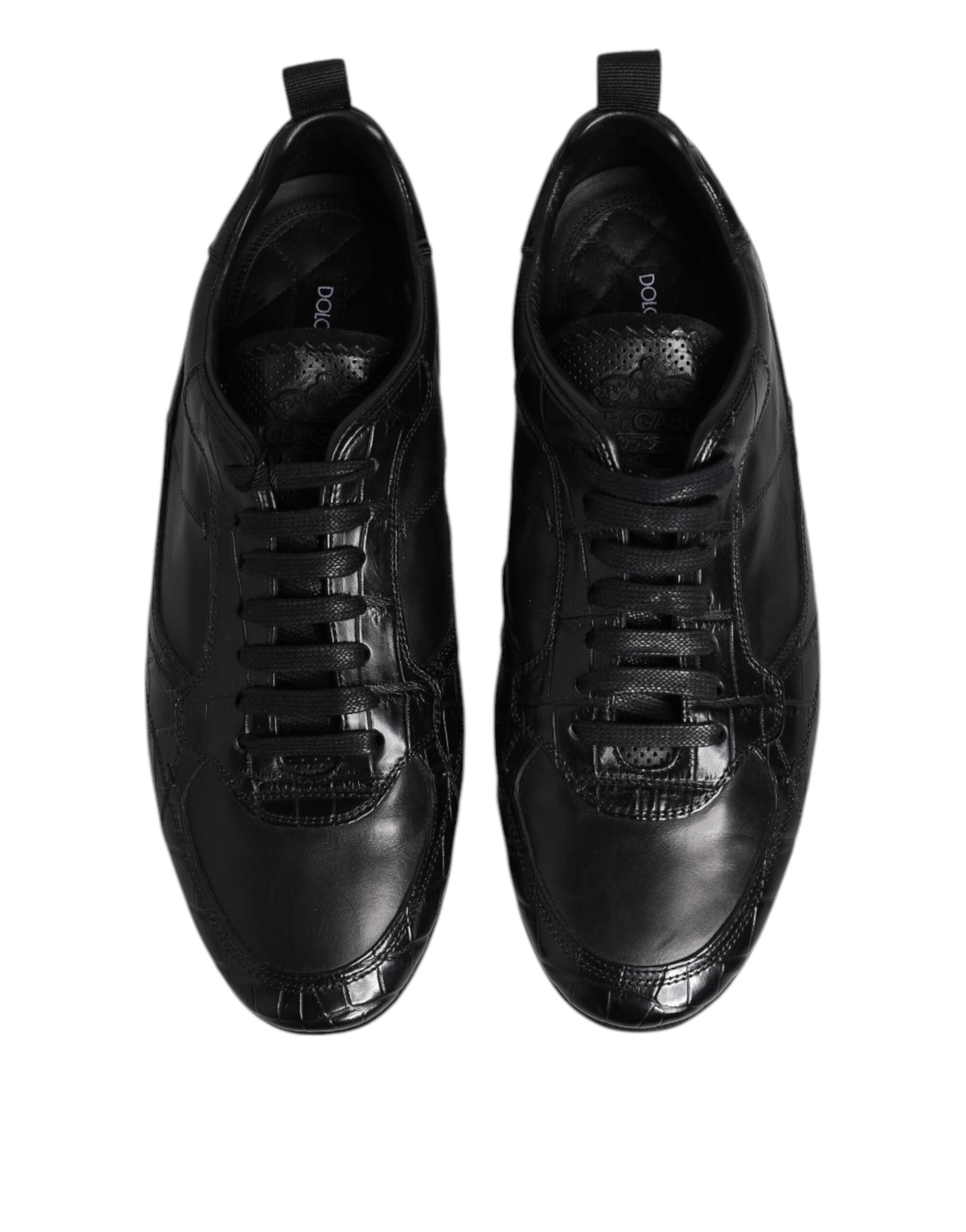 Dolce & Gabbana Black Exotic Leather Low Top Sneakers Shoes Dolce & Gabbana