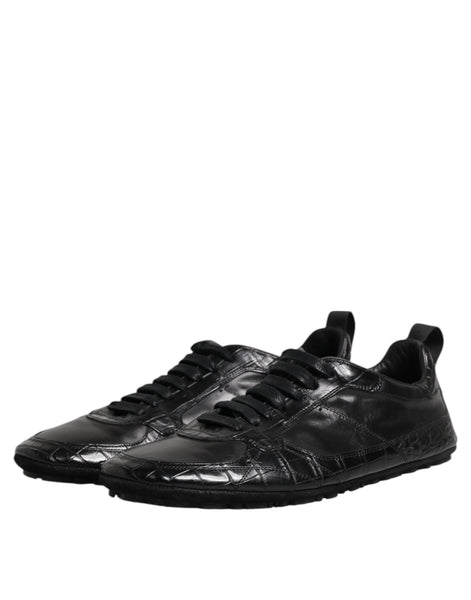 Dolce & Gabbana Black Exotic Leather Low Top Sneakers Shoes Dolce & Gabbana