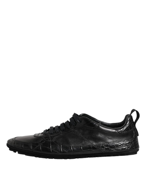 Dolce & Gabbana Black Exotic Leather Low Top Sneakers Shoes Dolce & Gabbana