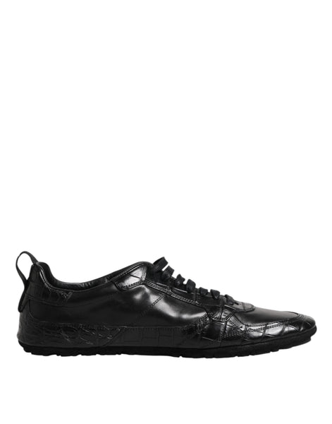 Dolce & Gabbana Black Exotic Leather Low Top Sneakers Shoes Dolce & Gabbana