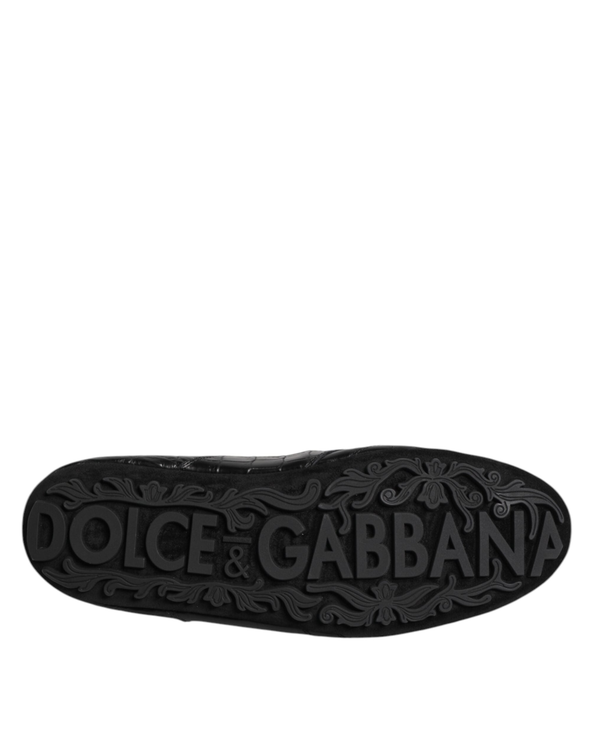 Dolce & Gabbana Black Exotic Leather Low Top Sneakers Shoes Dolce & Gabbana