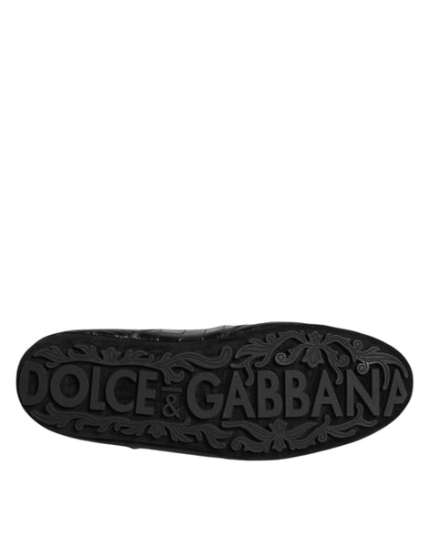 Dolce & Gabbana Black Exotic Leather Low Top Sneakers Shoes Dolce & Gabbana