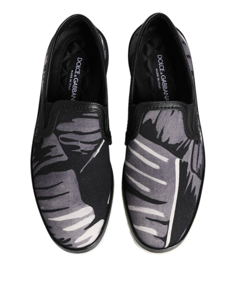 Dolce & Gabbana Black Tropical Slip On Men Sneakers Shoes Dolce & Gabbana