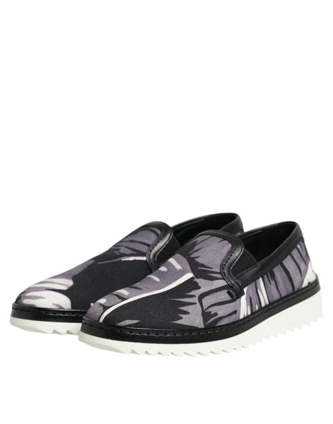 Dolce & Gabbana Black Tropical Slip On Men Sneakers Shoes Dolce & Gabbana