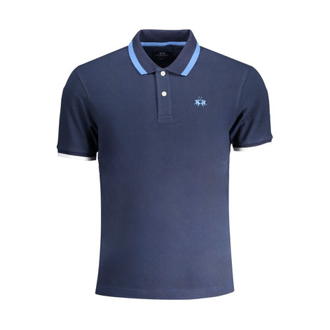 La Martina Blue Cotton Men Polo Shirt La Martina