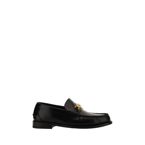 Versace Black Calf Leather Bos Taurus Slip-On Loafers Versace