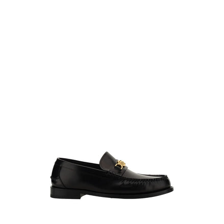 Versace Black Calf Leather Bos Taurus Slip-On Loafers Versace