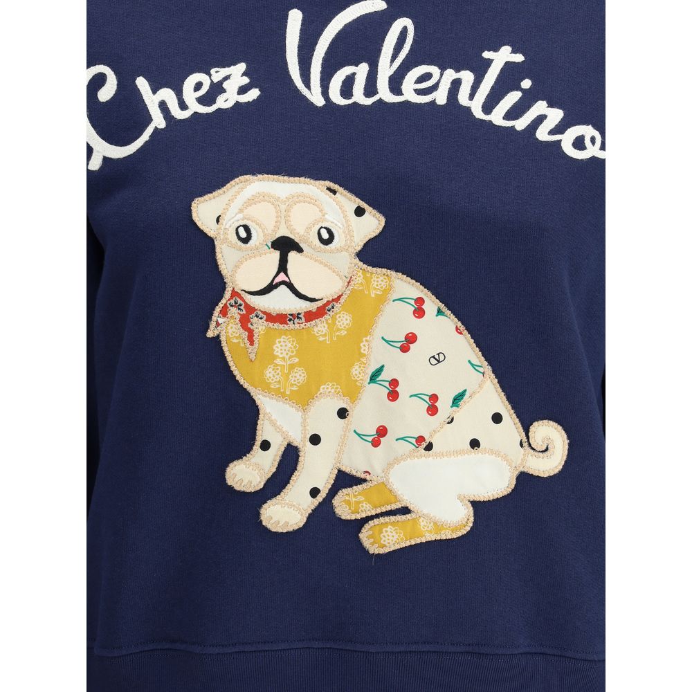 Valentino Blue Cotton Sweatshirt Valentino