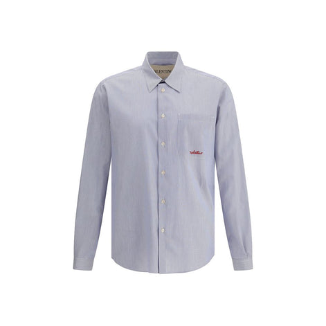 Valentino Blue Cotton Pattern Shirt Valentino