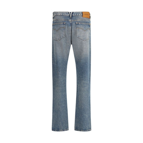 Versace Blue Cotton Straight-Leg Jeans Versace
