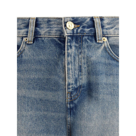 Versace Blue Cotton Straight-Leg Jeans Versace