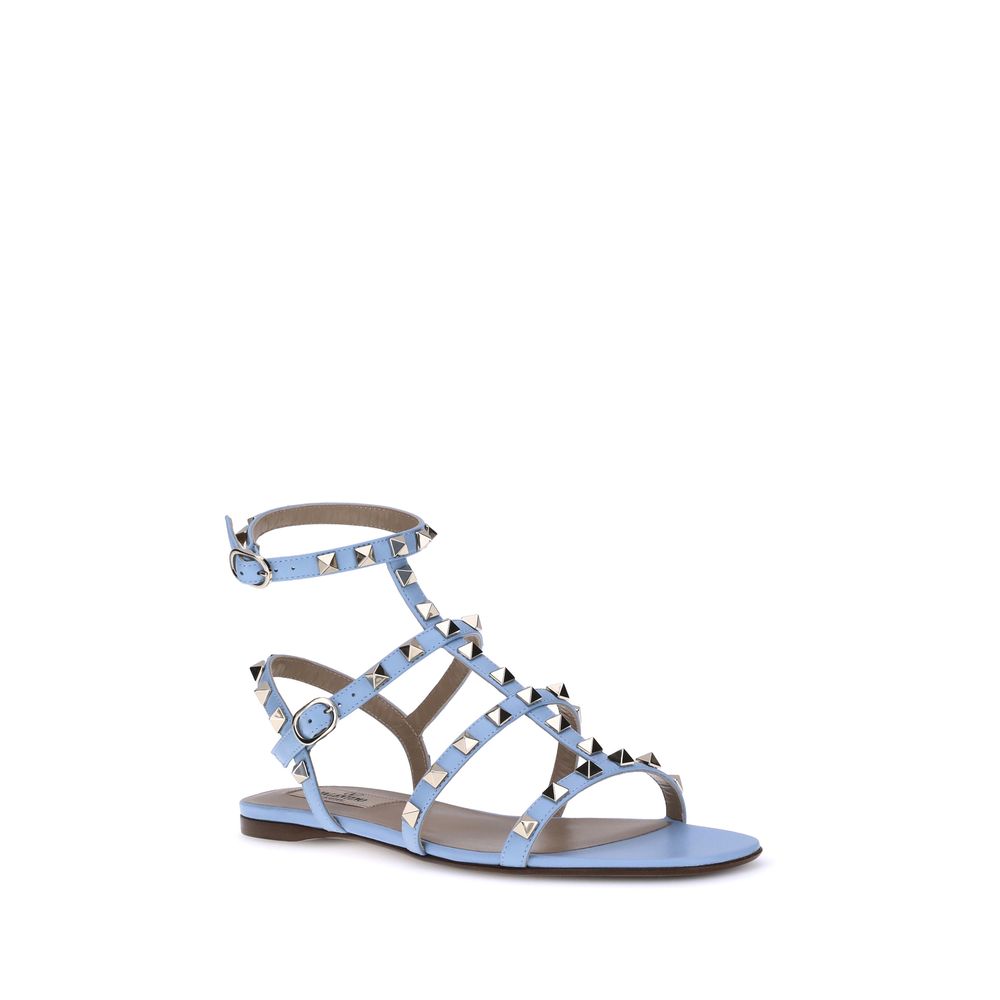 Valentino Garavani Light Blue Calf Leather Bos Taurus Sandals Valentino Garavani