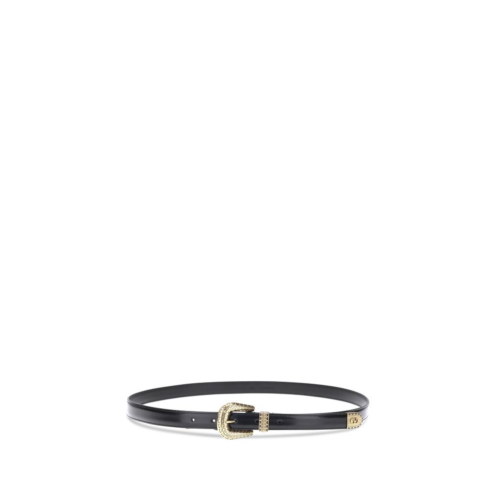 Valentino Garavani Black Calf Leather Bos Taurus Regular Belt Valentino Garavani