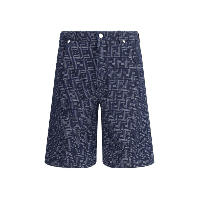 Fendi Blue Cotton Bermuda Shorts Fendi