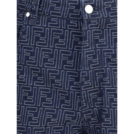 Fendi Blue Cotton Bermuda Shorts Fendi