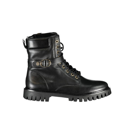 Tommy Hilfiger Black Leather Women Boot Tommy Hilfiger
