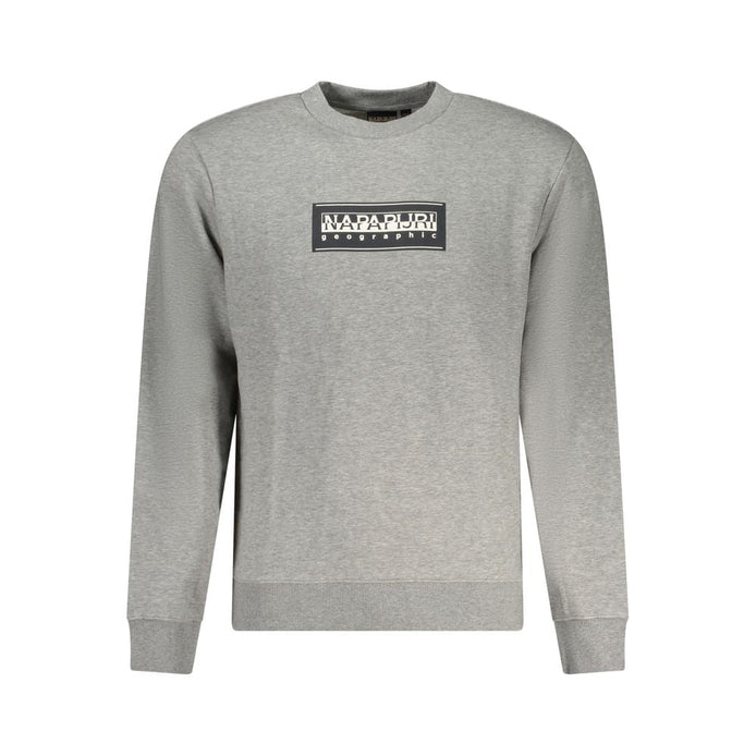 Napapijri Gray Cotton Men Sweatshirt Napapijri