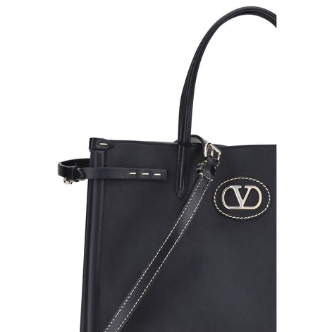 Valentino Garavani Black Calf Leather Bos Taurus Shoulder Bag Valentino Garavani
