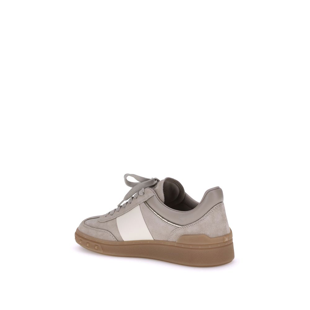 Valentino Garavani Beige Calf Leather Bos Taurus Low Top Sneakers Valentino Garavani