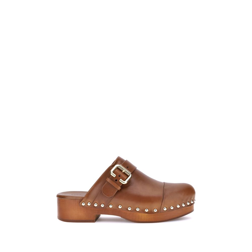 Chloé Brown Calf Leather Bos Taurus Clogs Chloé