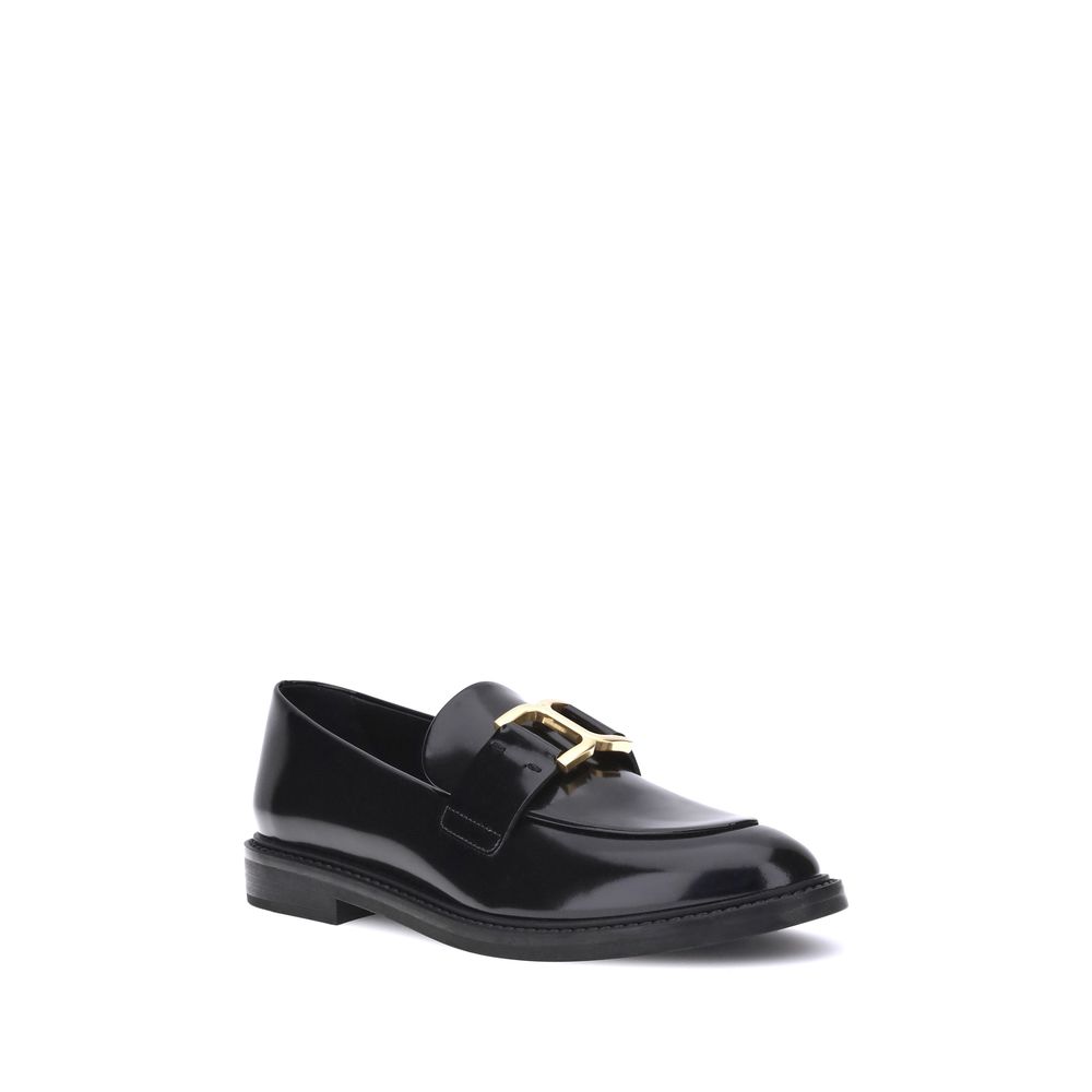 Chloé Black Calf Leather Bos Taurus Slip-On Loafers Chloé