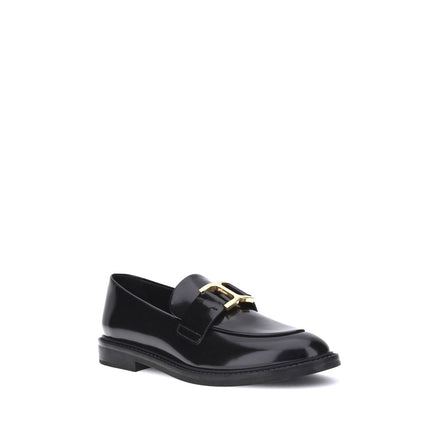 Chloé Black Calf Leather Bos Taurus Slip-On Loafers Chloé