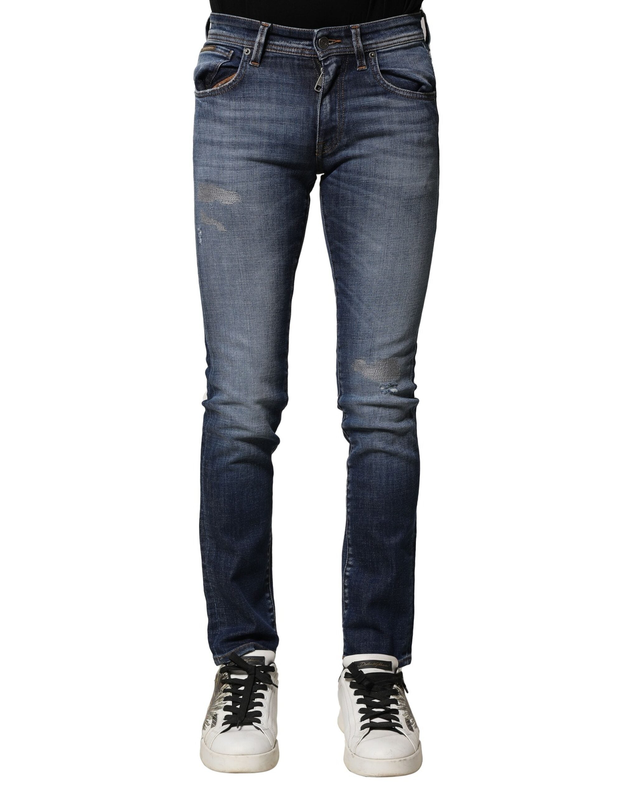 Dolce & Gabbana Blue Washed Cotton Slim Fit Men Denim Jeans Dolce & Gabbana