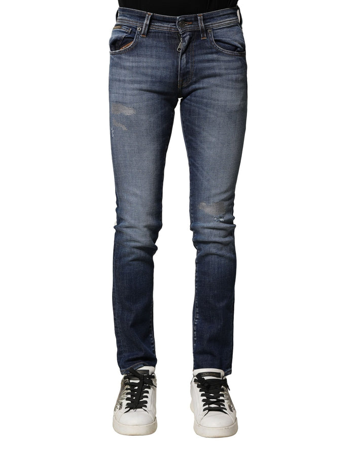 Dolce & Gabbana Blue Washed Cotton Slim Fit Men Denim Jeans Dolce & Gabbana