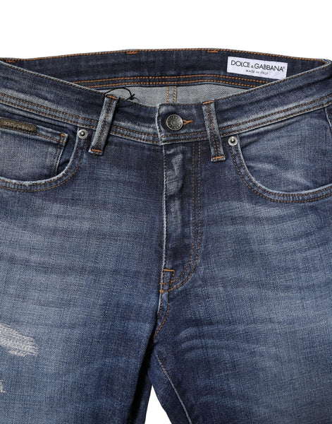 Dolce & Gabbana Blue Washed Cotton Slim Fit Men Denim Jeans Dolce & Gabbana