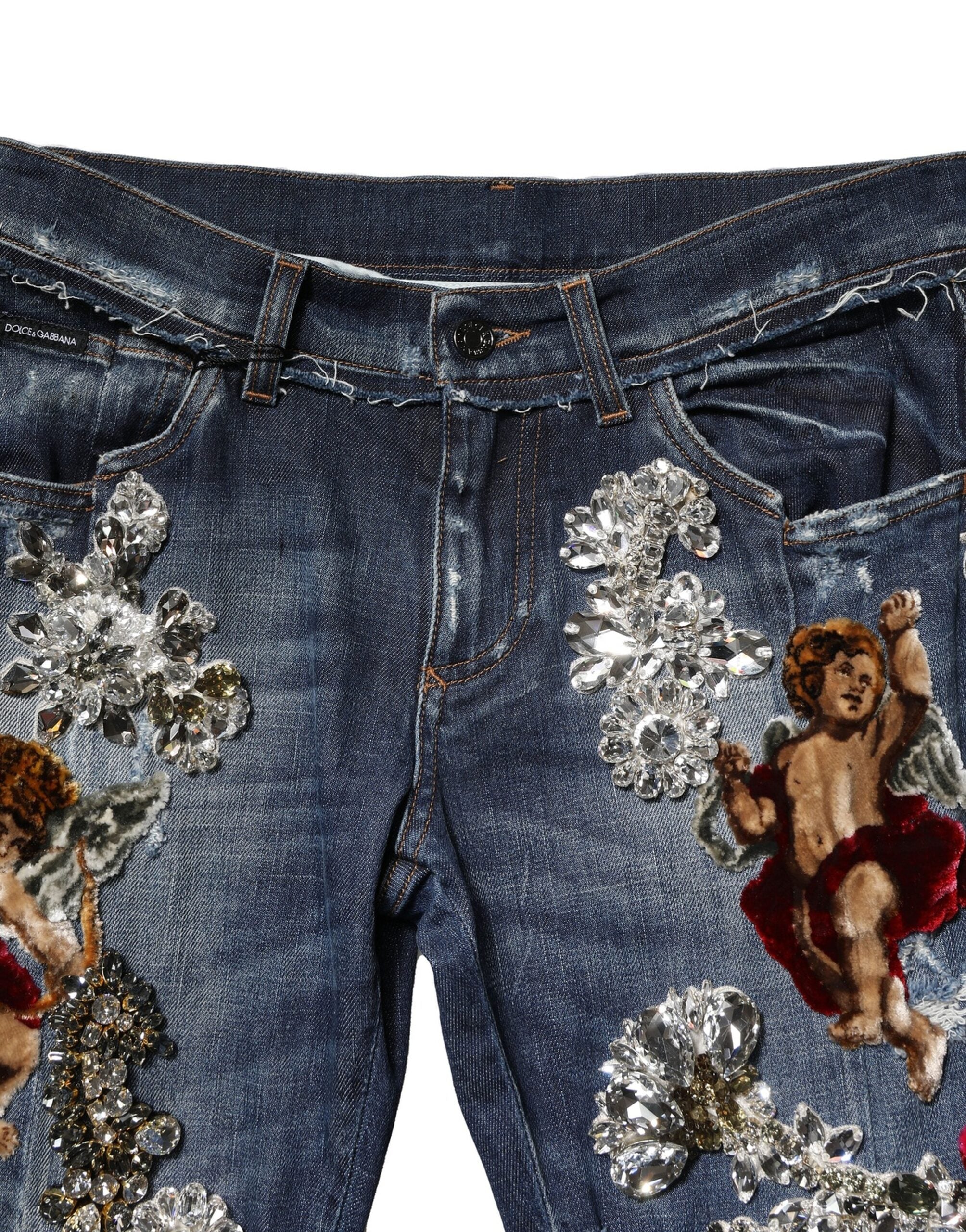 Dolce & Gabbana Blue Cotton Rhinestone Embellish Denim Jeans Dolce & Gabbana