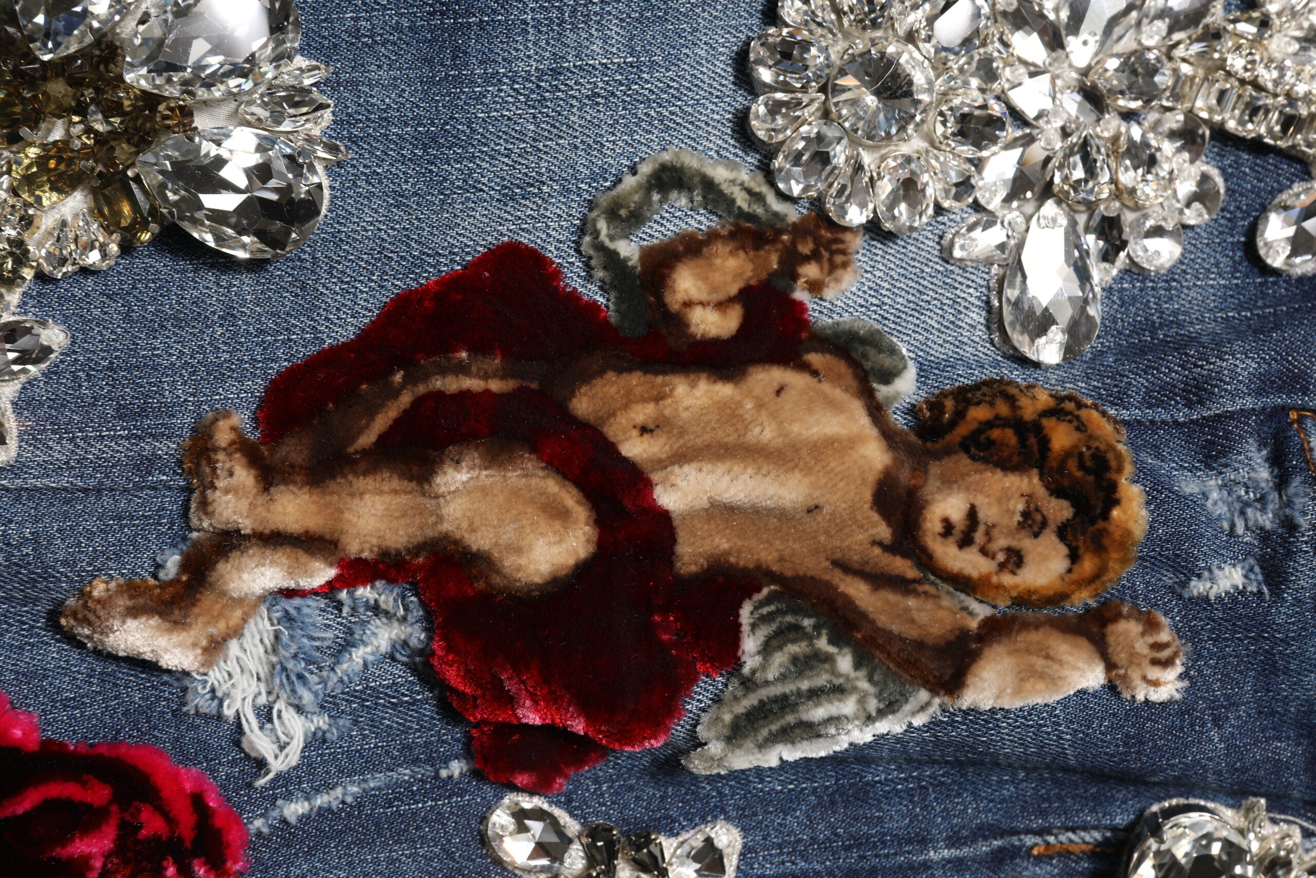 Dolce & Gabbana Blue Cotton Rhinestone Embellish Denim Jeans Dolce & Gabbana