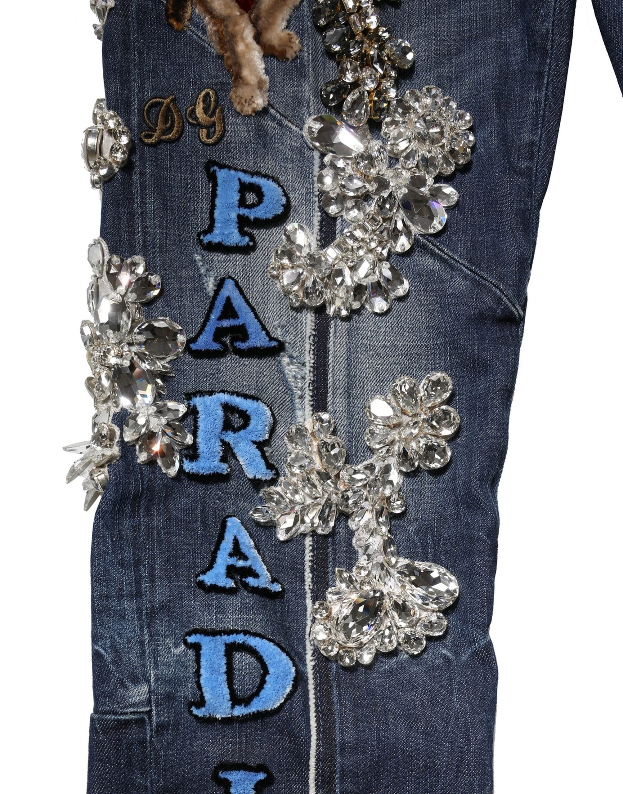 Dolce & Gabbana Blue Cotton Rhinestone Embellish Denim Jeans Dolce & Gabbana