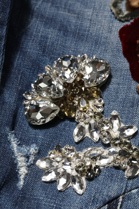 Dolce & Gabbana Blue Cotton Rhinestone Embellish Denim Jeans Dolce & Gabbana