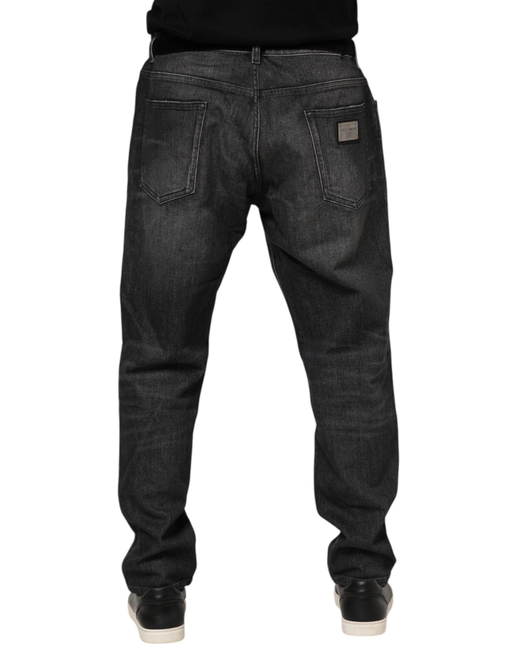 Dolce & Gabbana Gray Washed Cotton Loose Denim Jeans Dolce & Gabbana