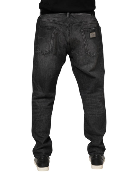 Dolce & Gabbana Gray Washed Cotton Loose Denim Jeans Dolce & Gabbana