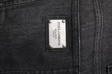 Dolce & Gabbana Gray Washed Cotton Loose Denim Jeans Dolce & Gabbana