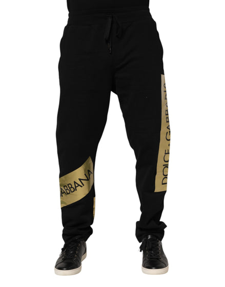 Pantalon de jogging Dolce &amp; Gabbana pour homme, en coton noir avec logo.