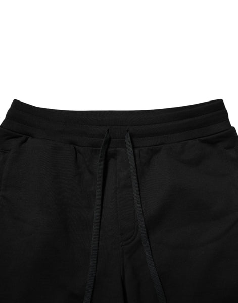 Dolce & Gabbana Black Cotton Logo Tape Men Jogger Pants Dolce & Gabbana