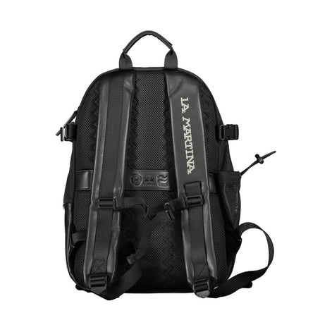 La Martina Black Polyester Men Backpack La Martina