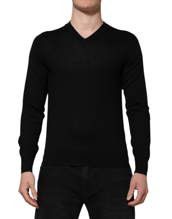 Dolce & Gabbana Dark Gray Embroidered Logo Pullover Sweater Dolce & Gabbana